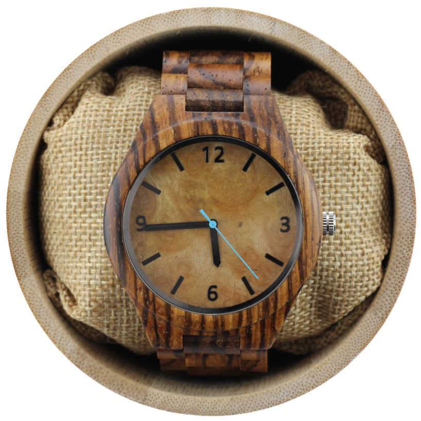 Angie Wood Creations Zebrawood Men's Watch with Maple Dial