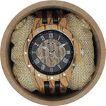 Angie Wood Creations Zebrawood Men's Watch With Zebrawood and Ebony Dial