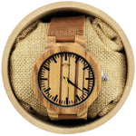 Angie Wood Creations Zebrawood Men's Watch with Brown Leather Strap and Zebrawood Dial