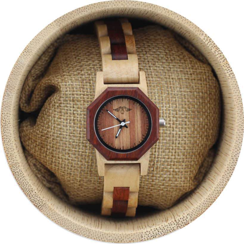 Angie Wood Creations Maple and Sandalwood Women's Watch with Sandalwood Dial