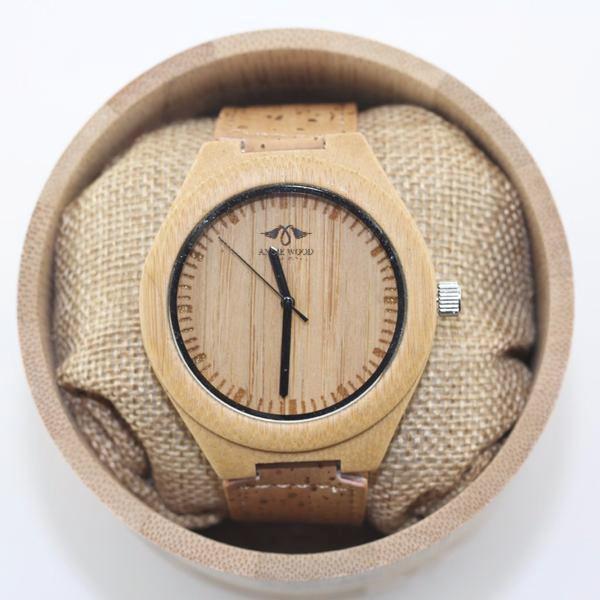 Vegan Wine cork wood watch (100% NATURAL & 100% VEGAN ) with brown strap cork wine