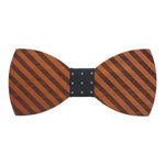 100% Natural Eco-friendly Handmade Wooden Bow Tie Stripe Wood with Black Cotton