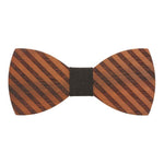 100% Natural Eco-friendly Handmade Wooden Bow Tie Stripe Wood with Brown Cotton