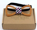 100% Natural Eco-friendly Handmade Floral Wooden Bow Tie with Square pattern