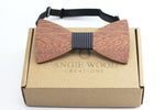 100% Natural Eco-friendly handmade Wooden Bow Tie with black dot ribbon