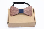 100% Natural Eco-friendly handmade Wooden Bow Tie with blue denim ribbon