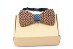 100% Natural Eco-friendly handmade Wooden Bow Tie with blue ribbon