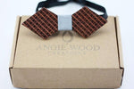 100% Natural Eco-friendly handmade Wooden Bow Tie with light blue denim ribbon