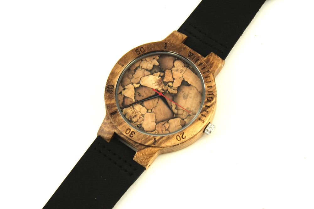 Creative Simple Wood Watches, Men's Watch Cork Slag/Broken Leaves Face Wrist Watch Original Wooden Bamboo Men Clock,Cork watch,Marble watch
