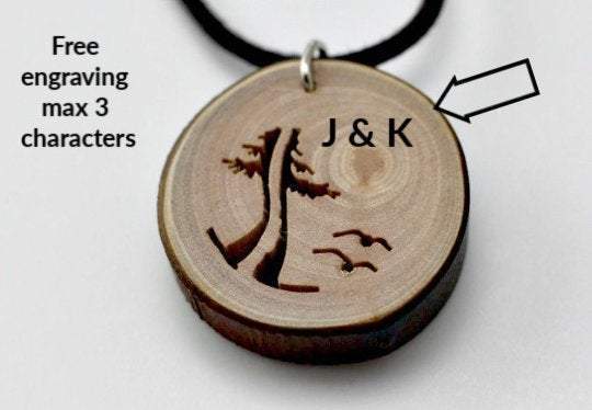 Engrave unique wood pendant from branches,Engrave wood necklace,Engrave jewerly,Personalized wood jewerly,Engrave necklace,Women necklace