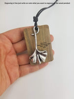 Engrave Wood Necklace, Personalized Wood Necklace, Unique wood pendant from branches,Wood necklace,Love wood necklace,Love tree necklace