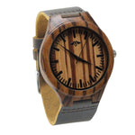 Engraved Zebra Wood Men’s Watch With Brown Leather Strap,Leather Wood Watch,Men Watch,Engrave Watch,Personalized Watch,Fiance gift(W153)